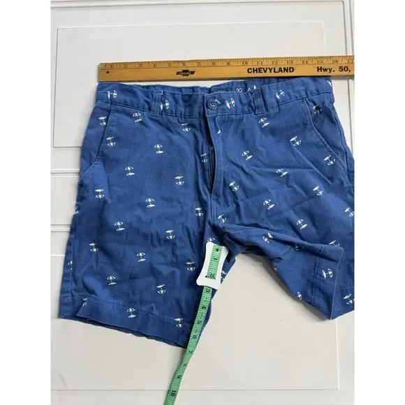 Essex Crossing Mens Short Inseam Shorts Sz 32 Modern Beach Umbrella Graphic Blue - Picture 3 of 4